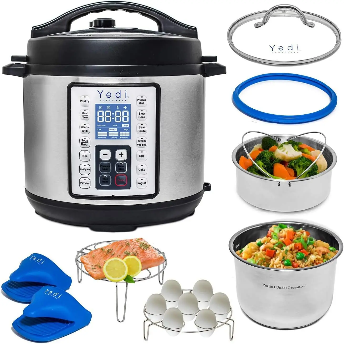 9-in-1 Total Package Instant Programmable Pressure Cooker, 6 Quart, Deluxe Accessory kit, Recipes, Pressure Cook, Slow Cook, Ric