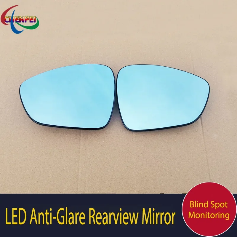 Large View Blue Mirror Anti-Glare Electrically Heated Rearview Mirror With LED Turn Indicator For Citroen C4L C5 2013-2020