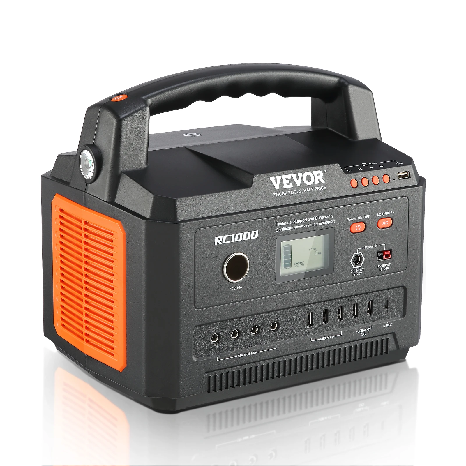 VEVOR Portable Power Station Solar Generator 999Wh 1000W with 12 Charging Ports