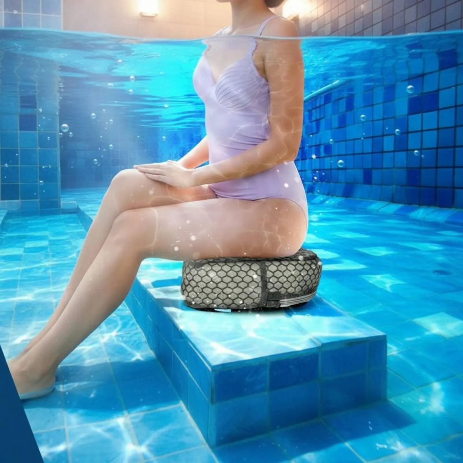 

Spa Bath Booster Seat Quick Sinking Immersible Spa Pad Waterproof Pool Pad 4D Mesh Material Immersible Spa Pillow