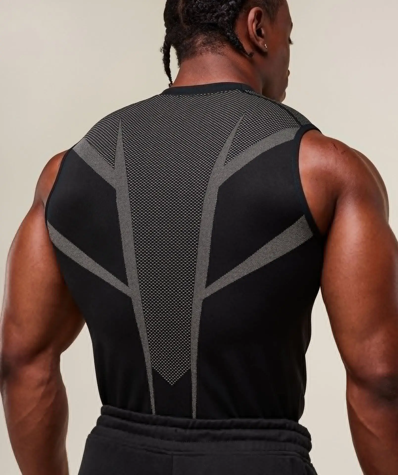 Men's Tight vest sports summer quick-drying breathable seamless fitness running training stretch tight top man sleeveless vest image 6
