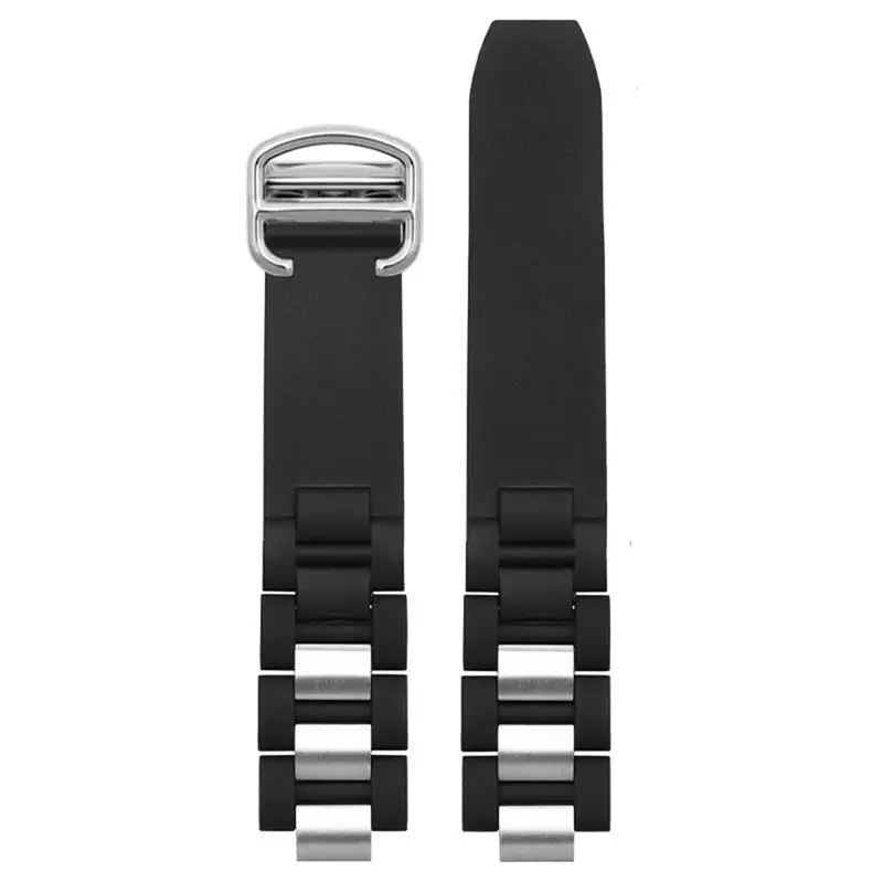 

MAISITU For Cartier Sports Waterproof Strap Rubber Silicone Watchband With Black and White Convex 20*10mm watch chain