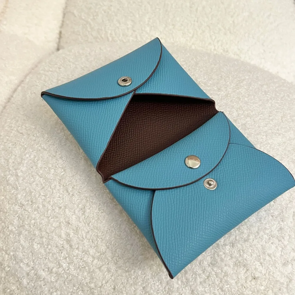 

Card Bag Women's Leather Half-fold Card Clip Snap Buckle High-end Card Change Coin Bag Simple Fashionable and Versatile