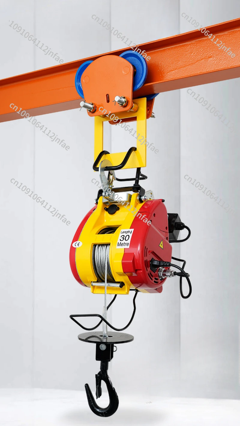 

220V Electric Hoist Crane - Compact Portable Wireless Remote Control Winch for Household Lifting, Micro Electric Hoist