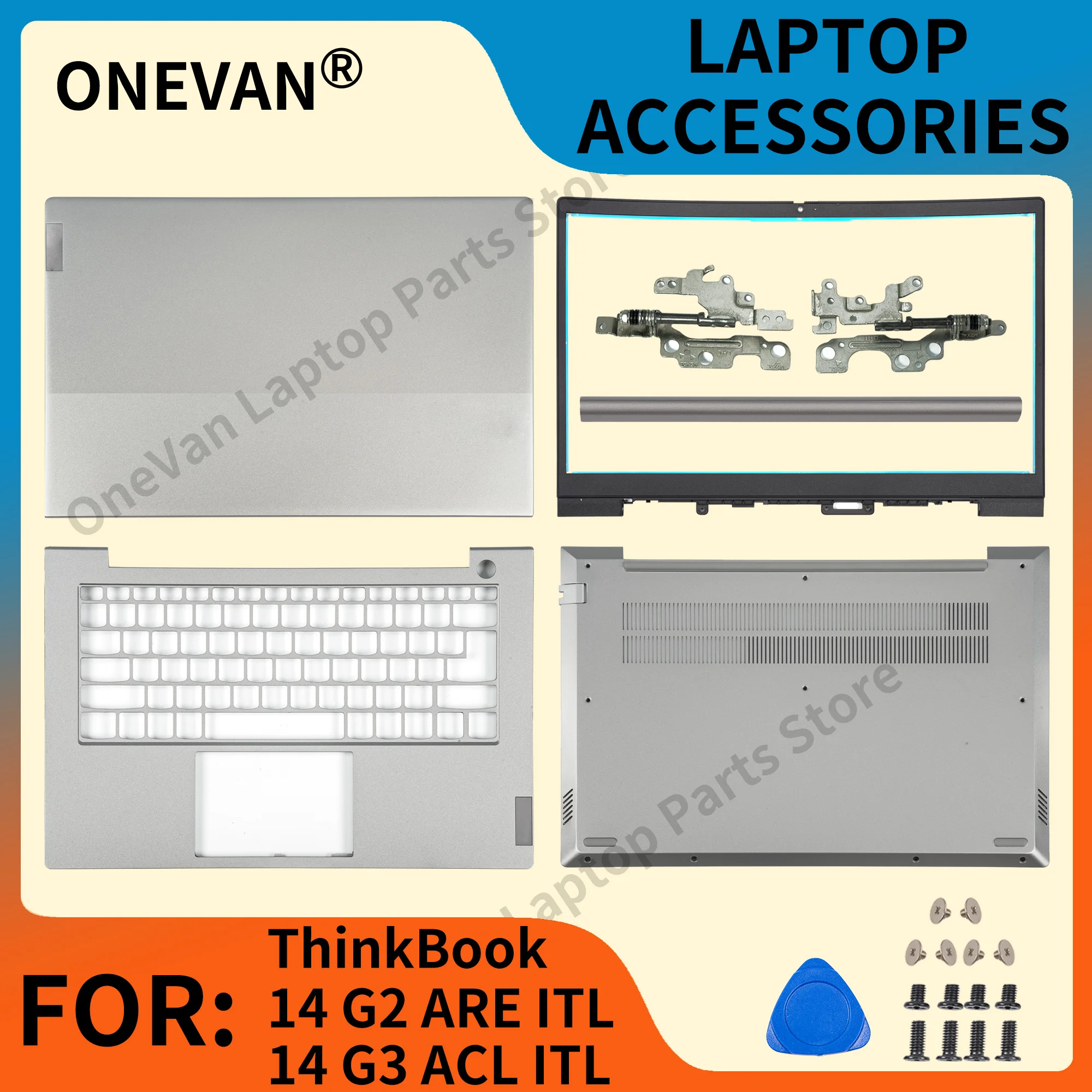 Notebook  Bottom Case For Lenovo ThinkBook 14 G2 ARE ITL 14 G3 ACL ITL G4 IAP LCD Back Lid Cover Bezel Hinges Palmrest Bottom