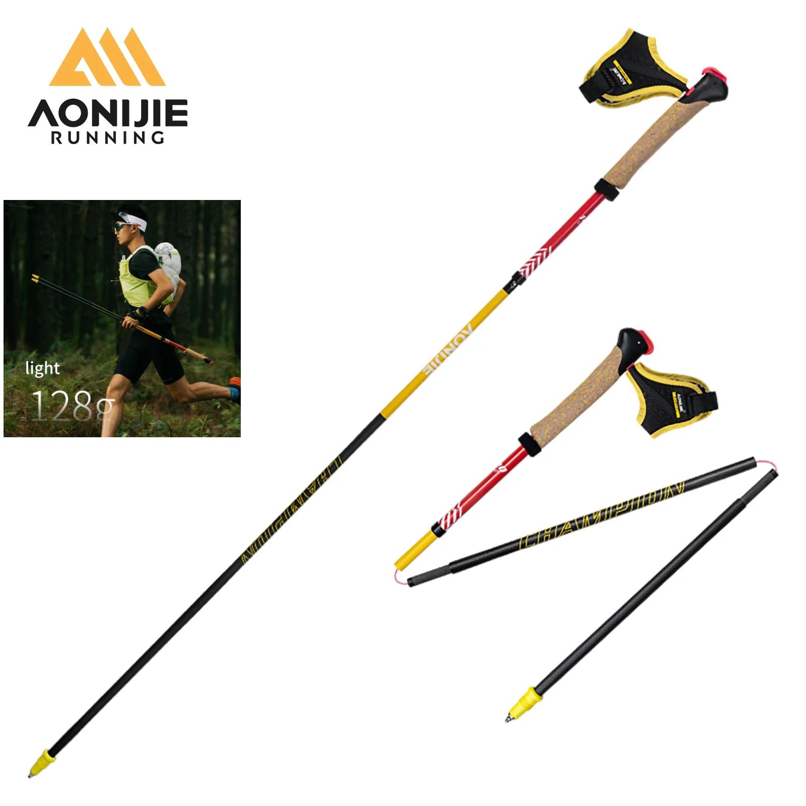 AONIJIE 접이식 탄소 섬유 하이킹 트레킹 폴 빠른 잠금 시스템이있는 워킹 스틱 하이킹 Mountaining E4212 용 초경량