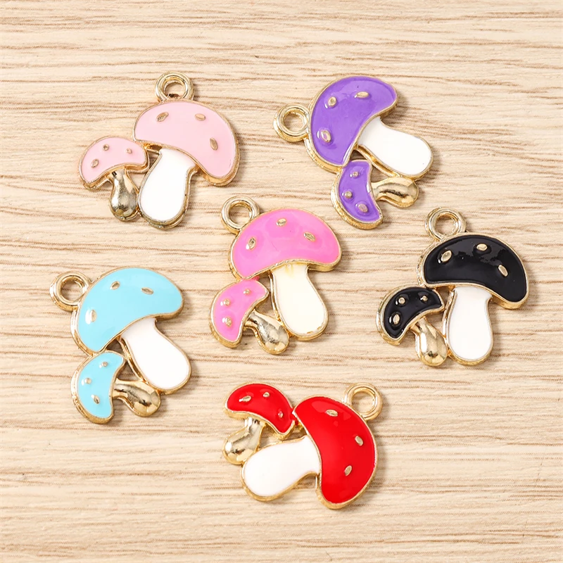 10 Stück 18x20mm Niedliche Emaille-Pilz-Anhänger für Schmuckherstellung, Ohrringe, Halsketten, Armbänder, DIY-Bastelzubehör – Detail 4