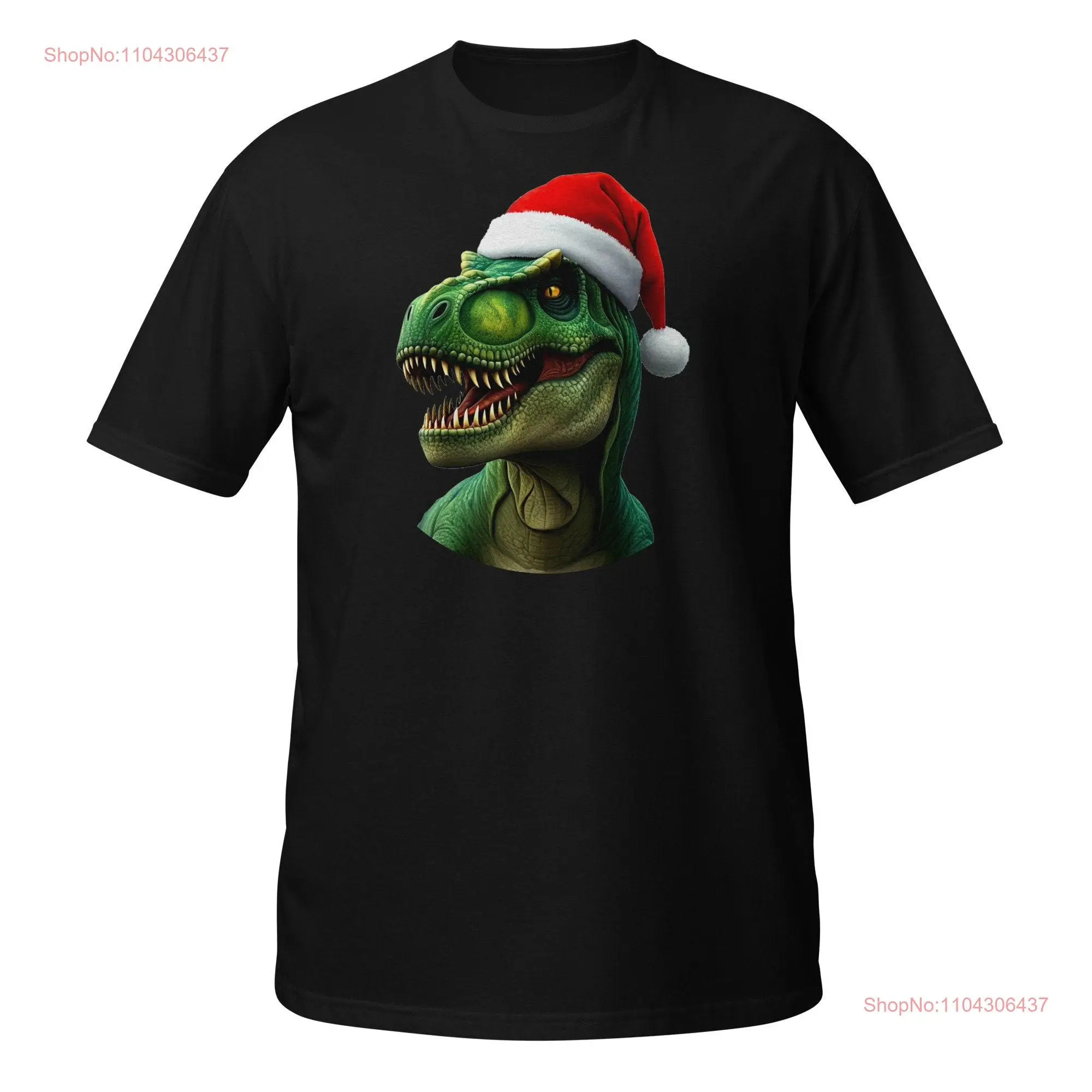 Dino Santa Dinosaur  T Shirt long or short sleeves