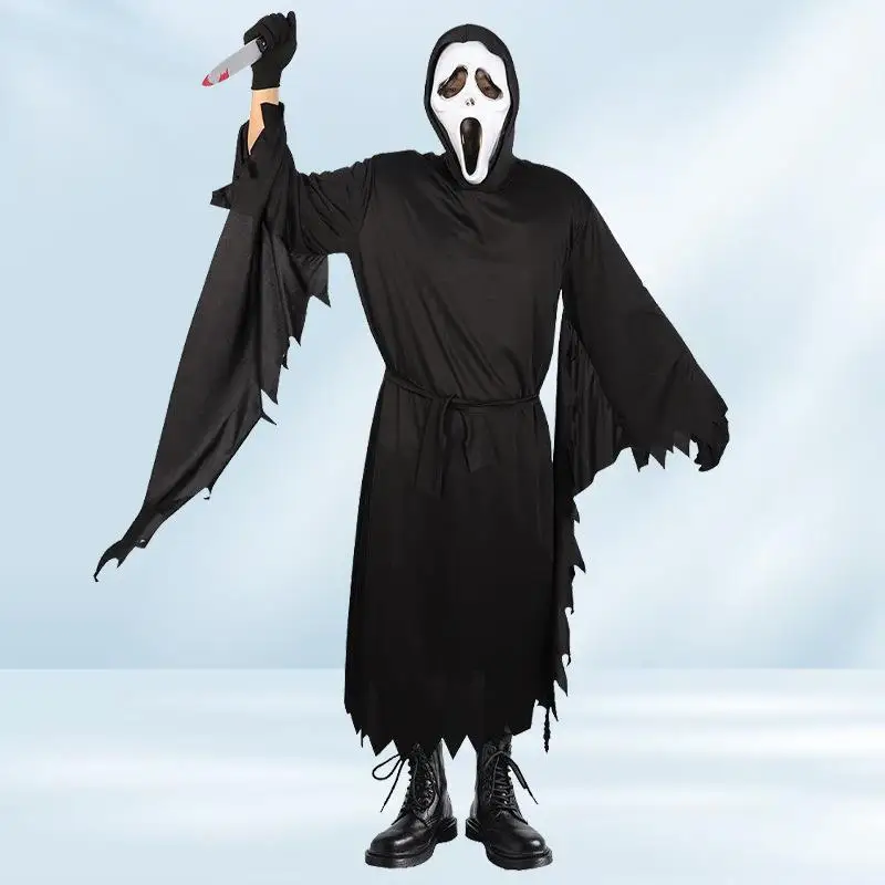 

Страшный костюм для косплея, Бог смерти, Хэллоуин, халат террора, маска-планг, взрослый размер, традиционный китайский сценический костюм для женщин