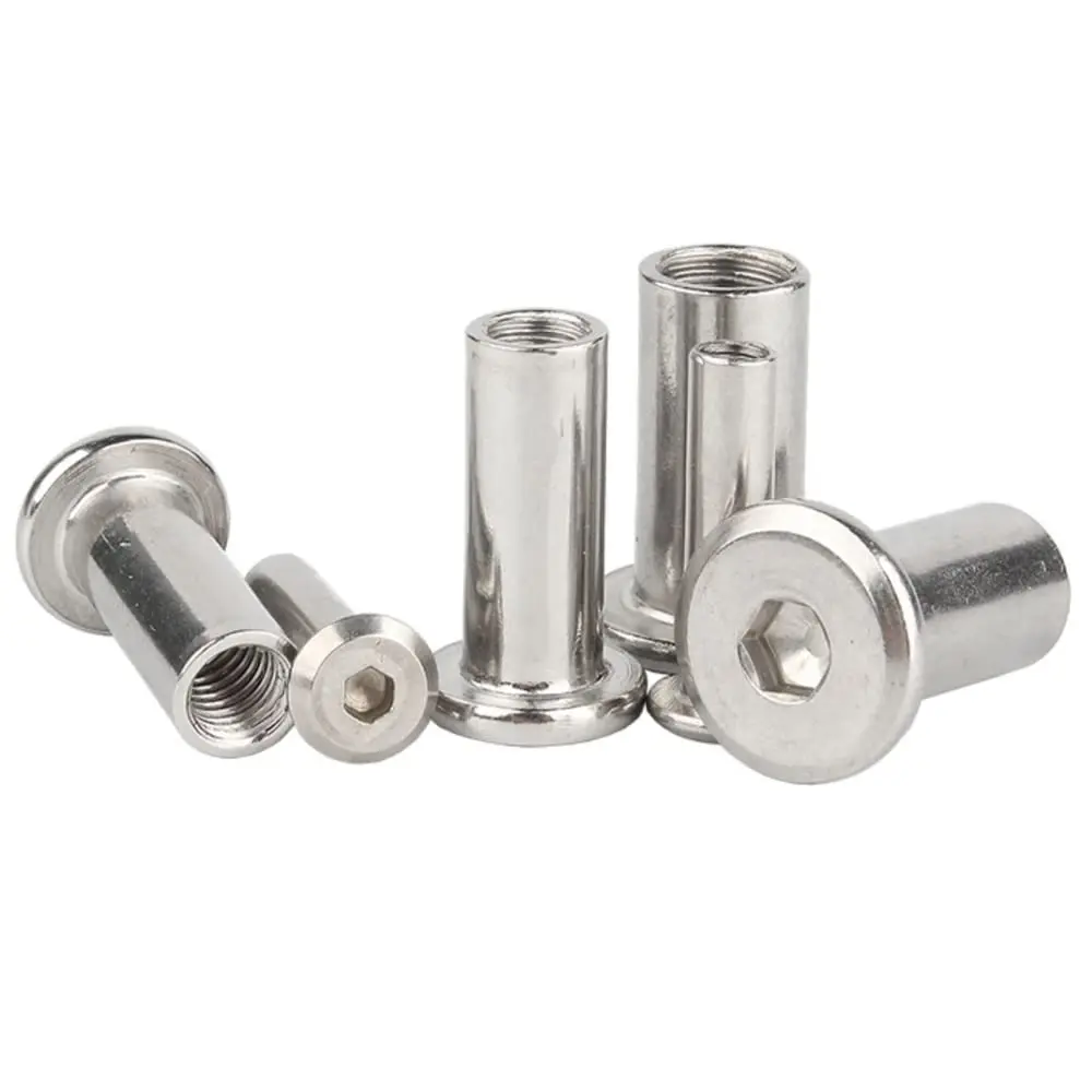 1-20pcs Binding Barrel Nut M2 M3 M4 M5 M6 M8 M10 304 Stainless Steel Hex Socket Cap Furniture Rivet Insert Nut for TV Wall Mount