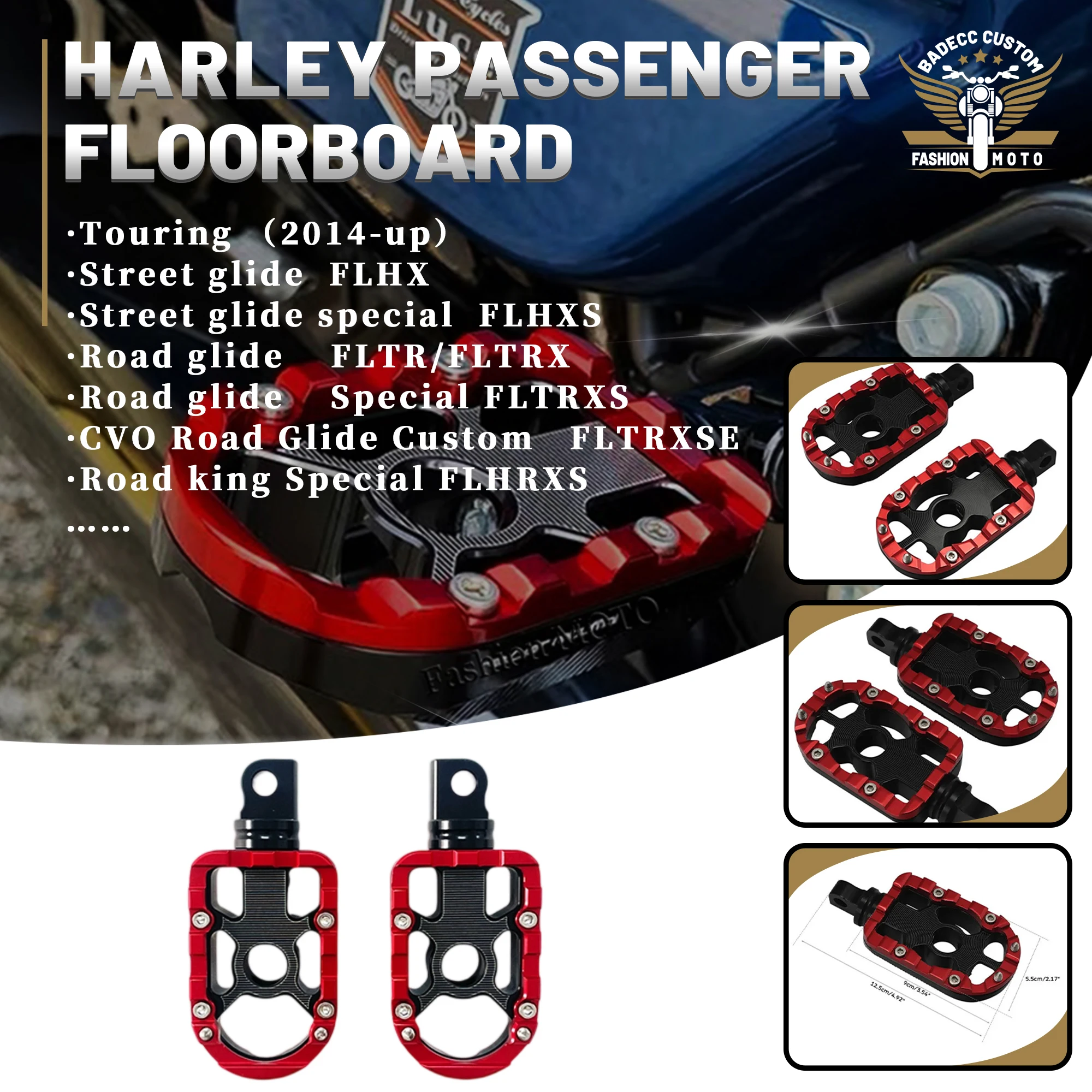 

Motorcycle Passenger Floorboards For Harley Touring Street Glide Road Glide FLH/T FLHX FLTRX 121 117 CVO 2014-up custom