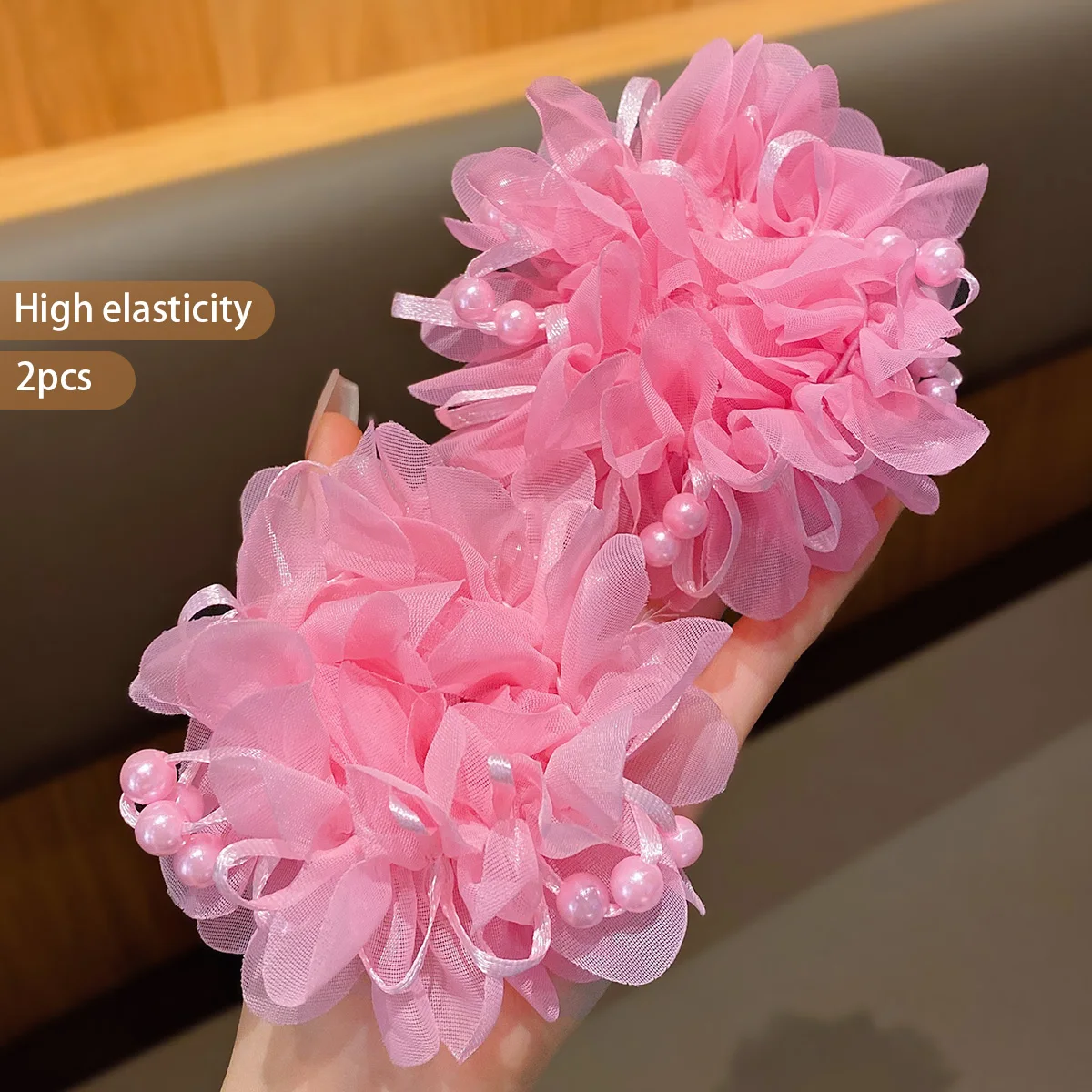 2 little girls pink cute headband hair accessories for children