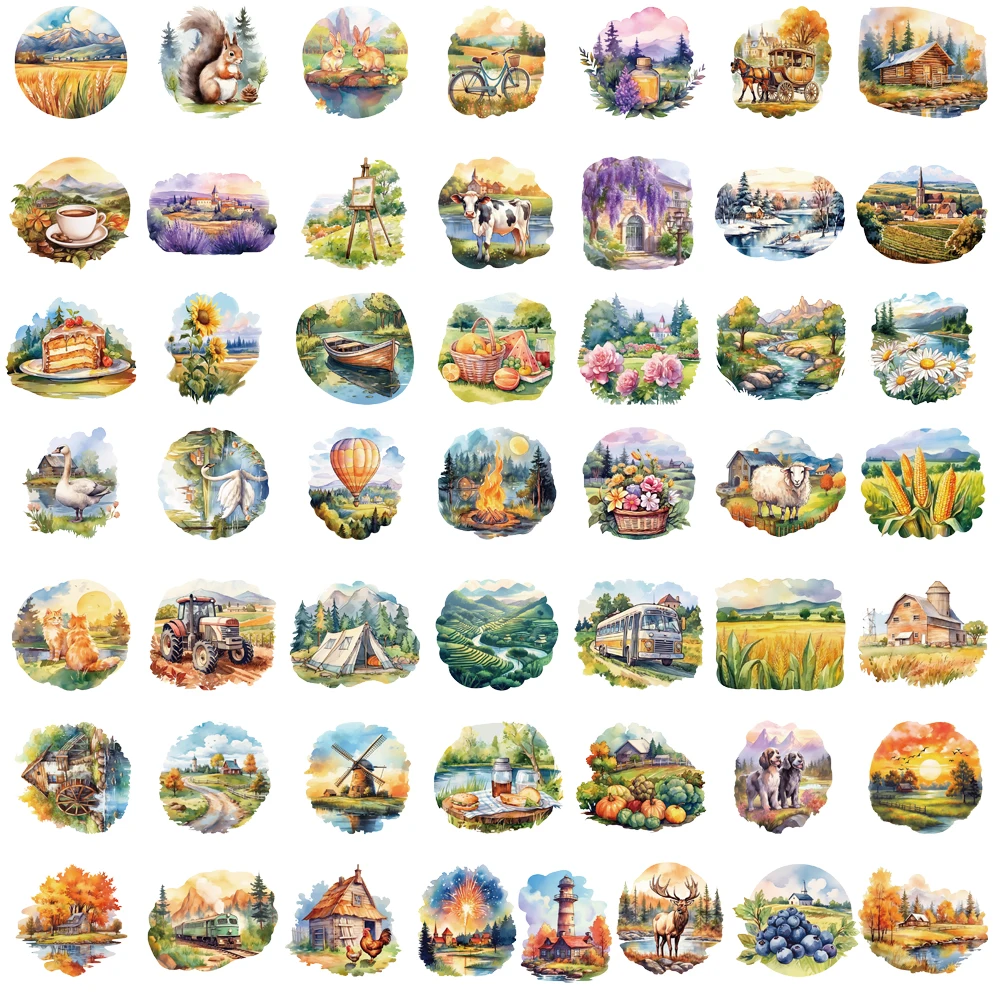 50/100 Stück Aufkleber mit ländlichen Motiven für Scrapbooking, Laptop, Ästhetik, Motorrad, Schreibwaren, Schulbedarf, Notizbuch, kreative Aufkleber
