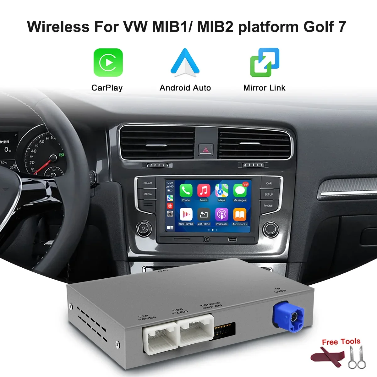 Wireless Carplay Android Car Module For VW Volkswagen Skoda Octavia A5 Golf 7 Polo Passat B8 Mirror Link MIB MIB2 Box