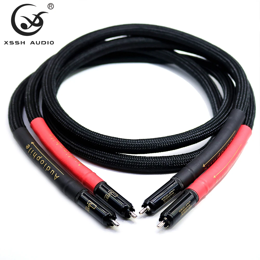 1 Pair 2pcs XSSH Hi-end HIFI FA-220 PVC 2 Core Pure Copper OFC PCOCC WBT-0102 Male RCA to RCA Extension Auido Cable Cord Wire