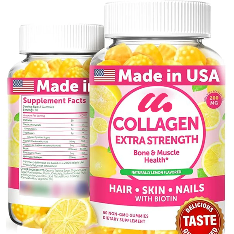 

Collagen gummies - containing biotin, zinc, and vitamins - non GMO anti-aging collagen supplements