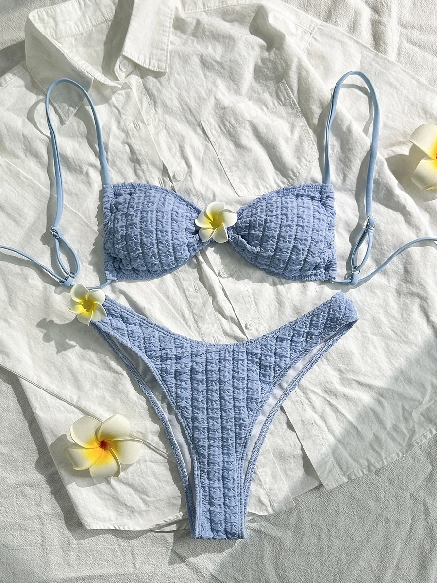 الفقرة برايا ثلاثية الأبعاد زهرة بيكيني 2025 رفع النساء ملابس السباحة موضة مجموعة البكيني ملابس سباحة من قطعتين صيف جديد بحر سيدة ثوب السباحة #4