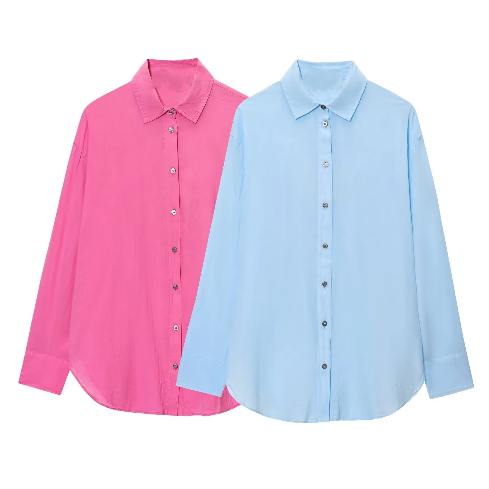 

Женская одежда, осень 2021, новая модная повседневная и универсальная плиссированная рубашка в корейском стиле с пуговицами