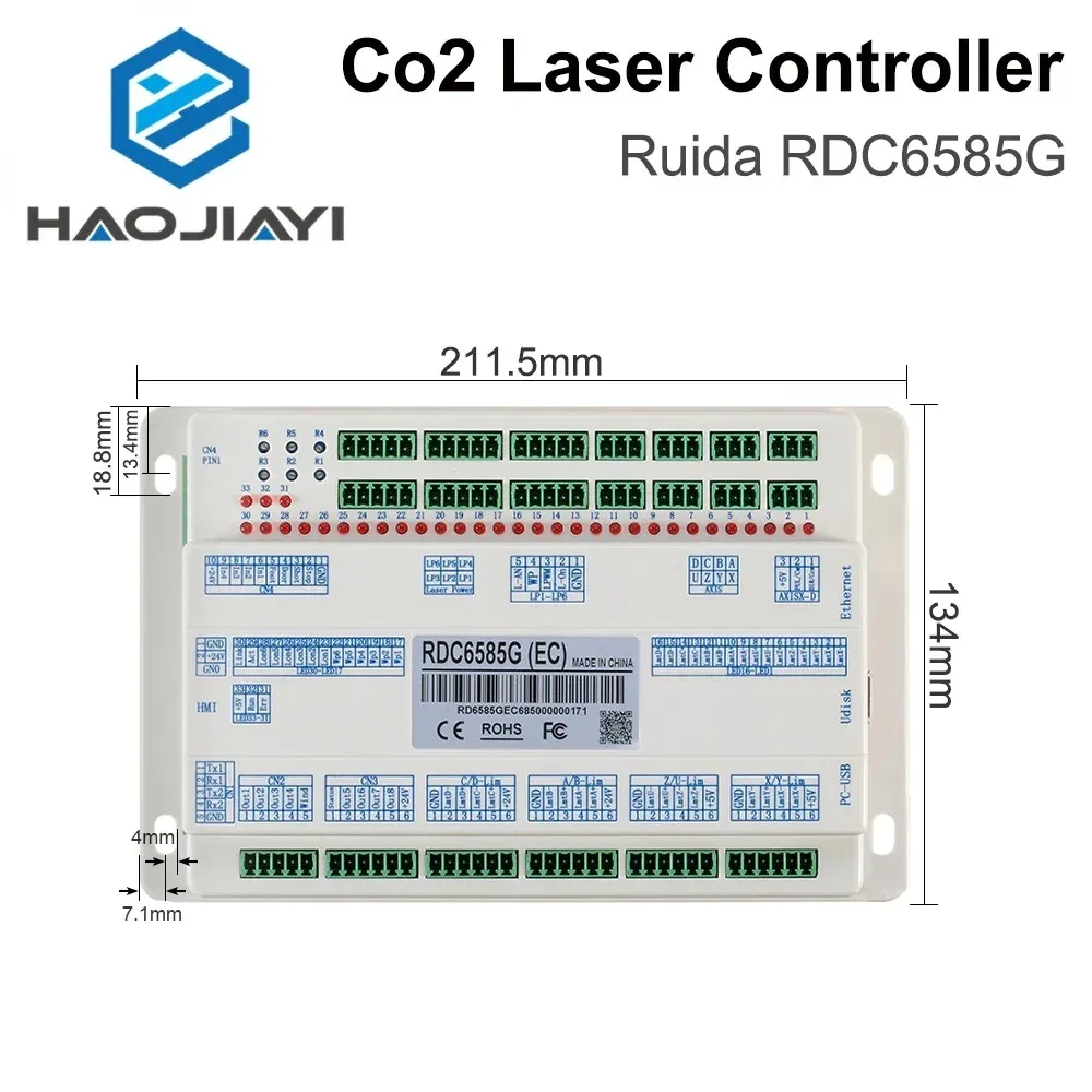 HAOJIAYI Ruida RDC6585G وحدة تحكم 8 محاور CO2 نظام التحكم في الحركة لآلات النقش والقطع بالليزر CO2 #3