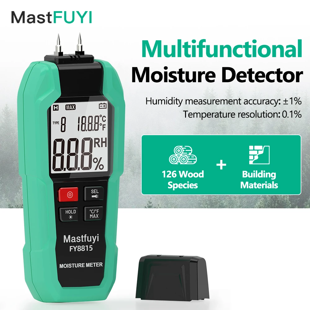

MASTFUYI Digital Moisture Meter for Multiple Wood & Building Materials, with Replaceable Stainless Steel Probe& Auto-Calibration