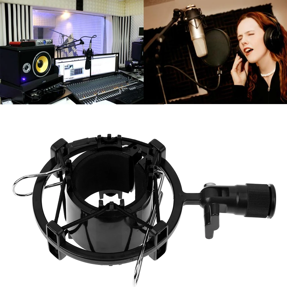 Microphone Shock Mount Improve Recording Quality Anti-Vibration Mic Holder for Large Diameter 43-55mm Condenser Microphone