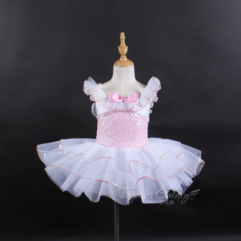 

Girl Sequins Pink Ballet Tutu Dress Children Sleeveless Stage Performance Dancewear Kid Ballet Dance Dresses Show Costume
