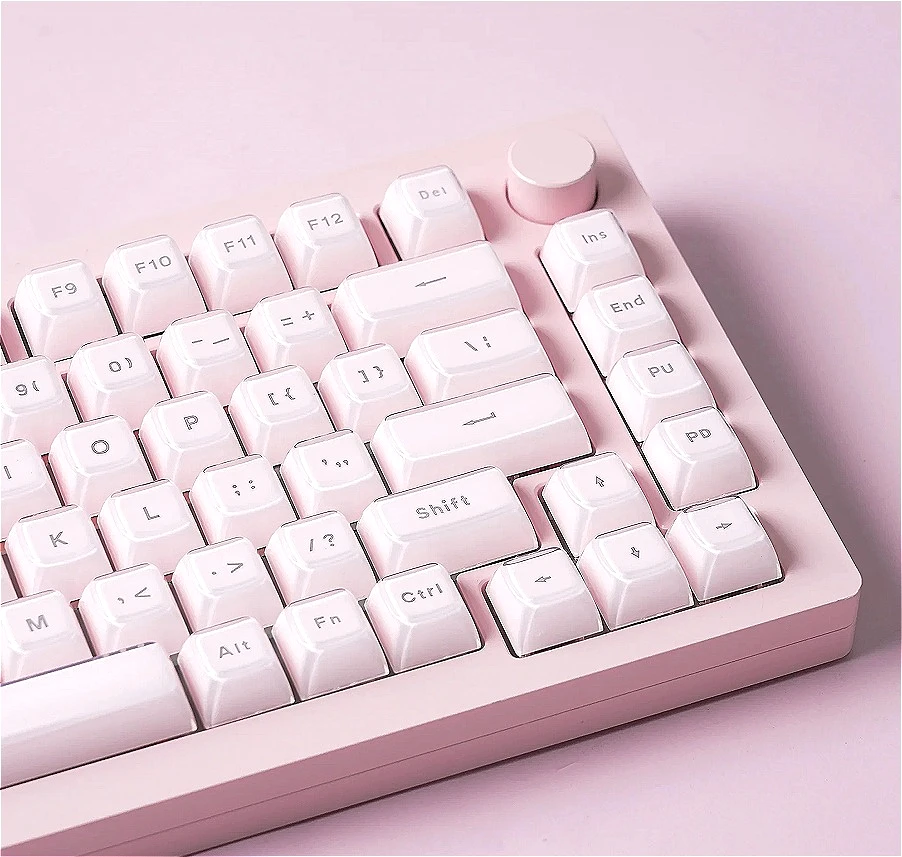 

Pink/white side engraved keycaps, OEM keycaps suitable for 61/68/84/87/98/100 keys Cherry Gateron MX mechanical keyboard
