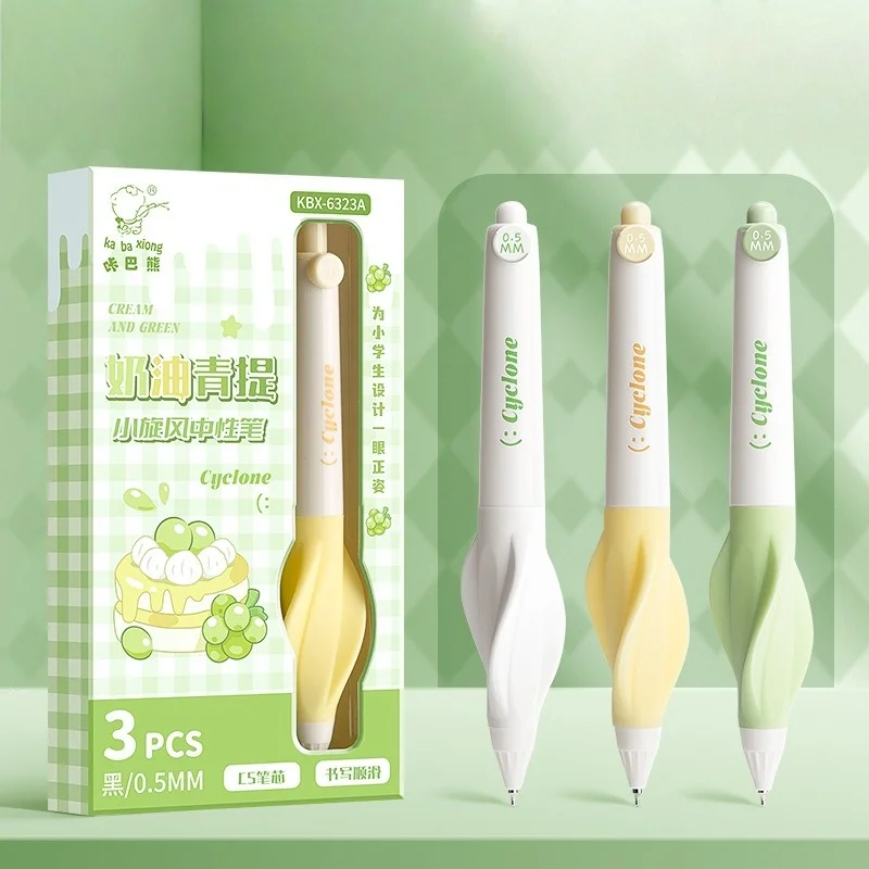 3 Pcs/box Retractable Gel Pen for Kids with Posture-Correcting Grip Smooth Writing for Tests Homework School Supplies