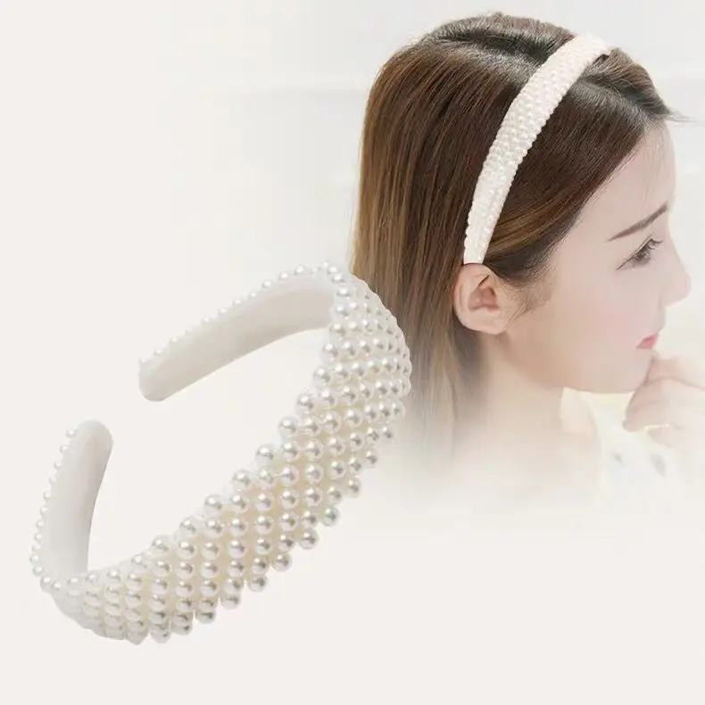 Pearl Beaded Headband for Women French Sweet Tweed Style Handmade Premium Quality Daily Hair Accessory Hair Products