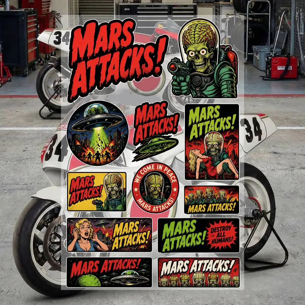 M-aR-S-Attack-Aesthetic Graffiti Wasserfeste PVC-Aufkleber für Auto, Motorrad, Skateboard, Helm, Notizbuch