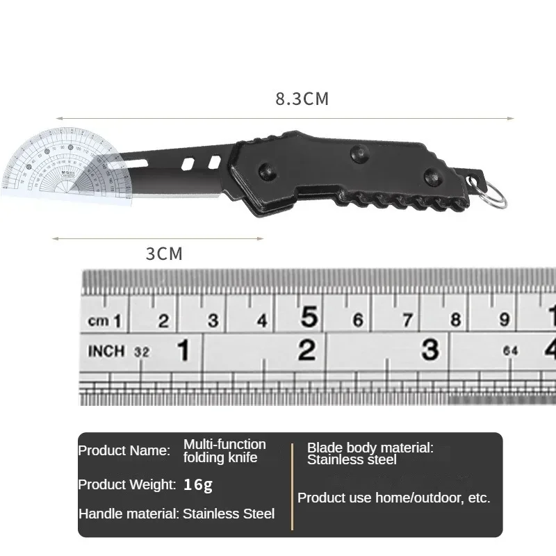Outdoor Stainless Steel Folding Knife, Camping Self-Defense, Keychain, High Hardness Self-Defense Utility Knife