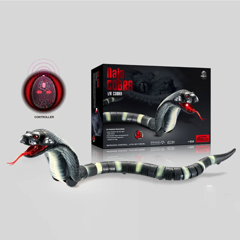 Halloween Animal Toys New Simulation Remote Control Cobra USB Charging Infrared Retractable Funny Tricky Snake