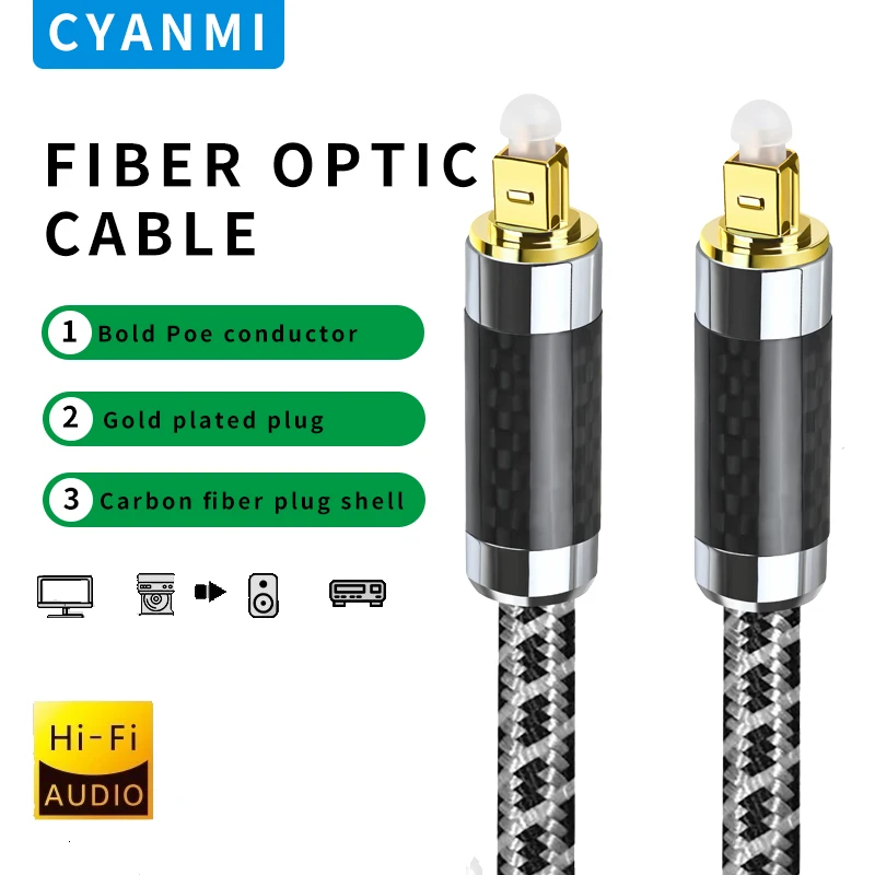 

CYANMI Digital Optical Audio Cable Toslink SPDIF Optic Fibre Cable for HiFi5.1 7.1 Amplifiers Blu-ray Player Xbox 360 Soundb