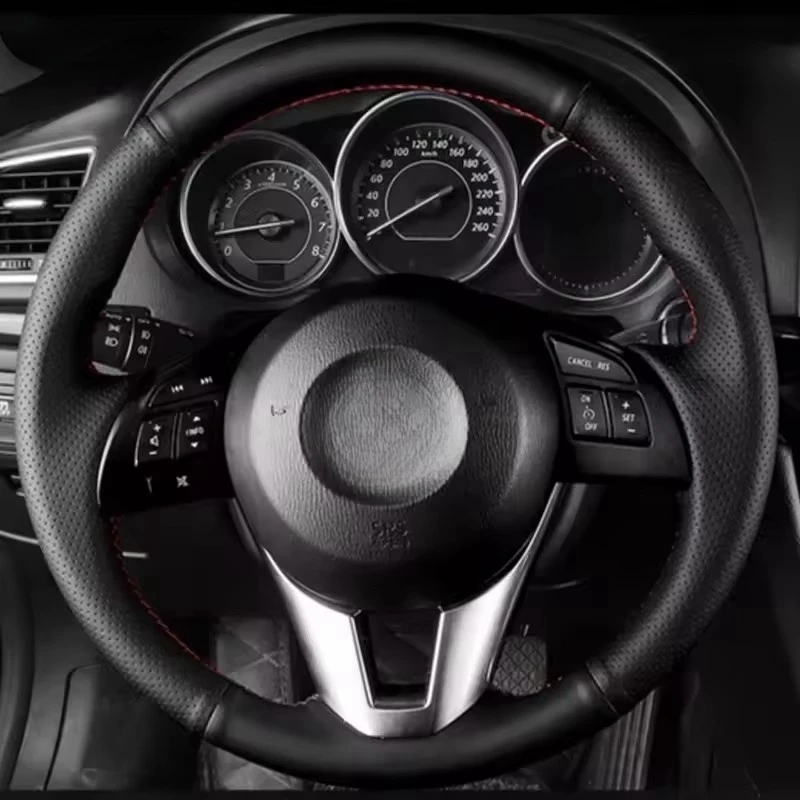 Car Steering Wheel Cover Braid Hand Sewing Full Perforated Microfiber Leather For Mazda 3 CX-5 CX5 Atenza CX-3 Scion IA 2016