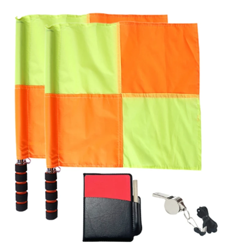 Soccer Referee Flag Set Red Yellow Cards Referee Stainless Steel Whistles With Lanyard