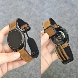 Correa de silicona y cuero para Samsung Galaxy Watch 6/5/4, pulsera con hebilla magnética plegable de 43mm 47mm 44mm y 22mm