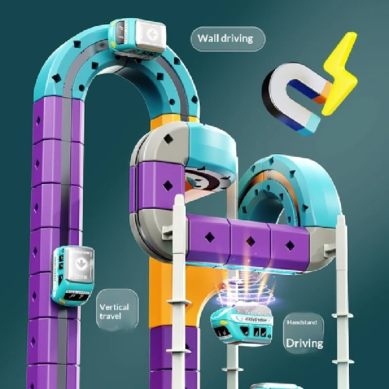 Magnetic Building Blocks Track Car Variable Assembled Track Puzzle Educational To Family Interactive Game School  For Adult Gift view 2