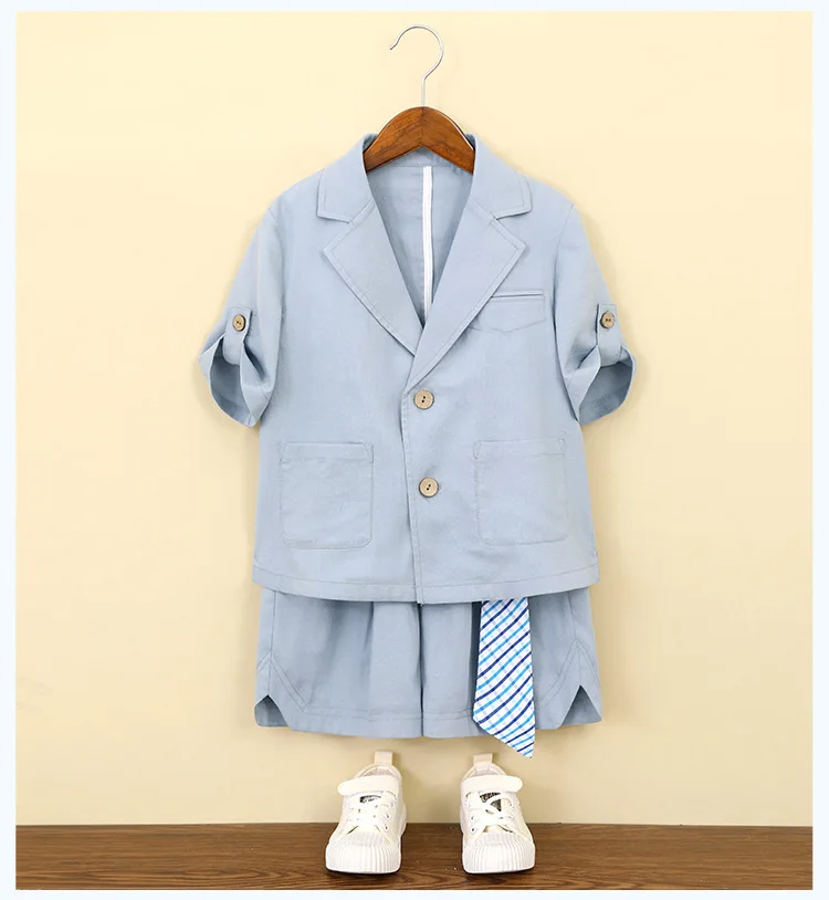 Flower Boys' Summer Wedding Photography Dress School Kids Piano Host Speech Performance Costume Children's Daily Wear