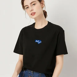 Blue Letter Print Short Sleeve Couple T-Shirts Pure Desire Multicolor Half Sleeve White 100% Premium Long Staple Cotton