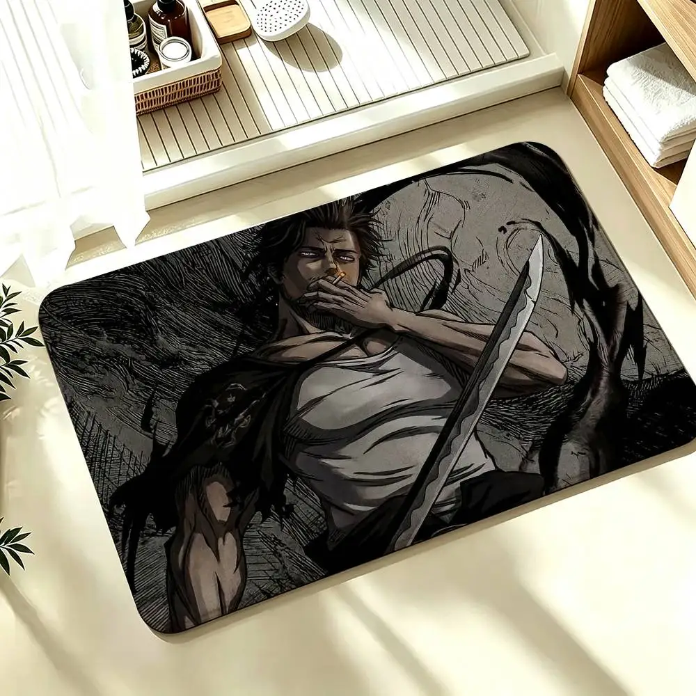 Black C-Clover Yami Sukehiro Shower Room Absorbent Small Floor Mat Soft Comfortable Decorative Foot Mat
