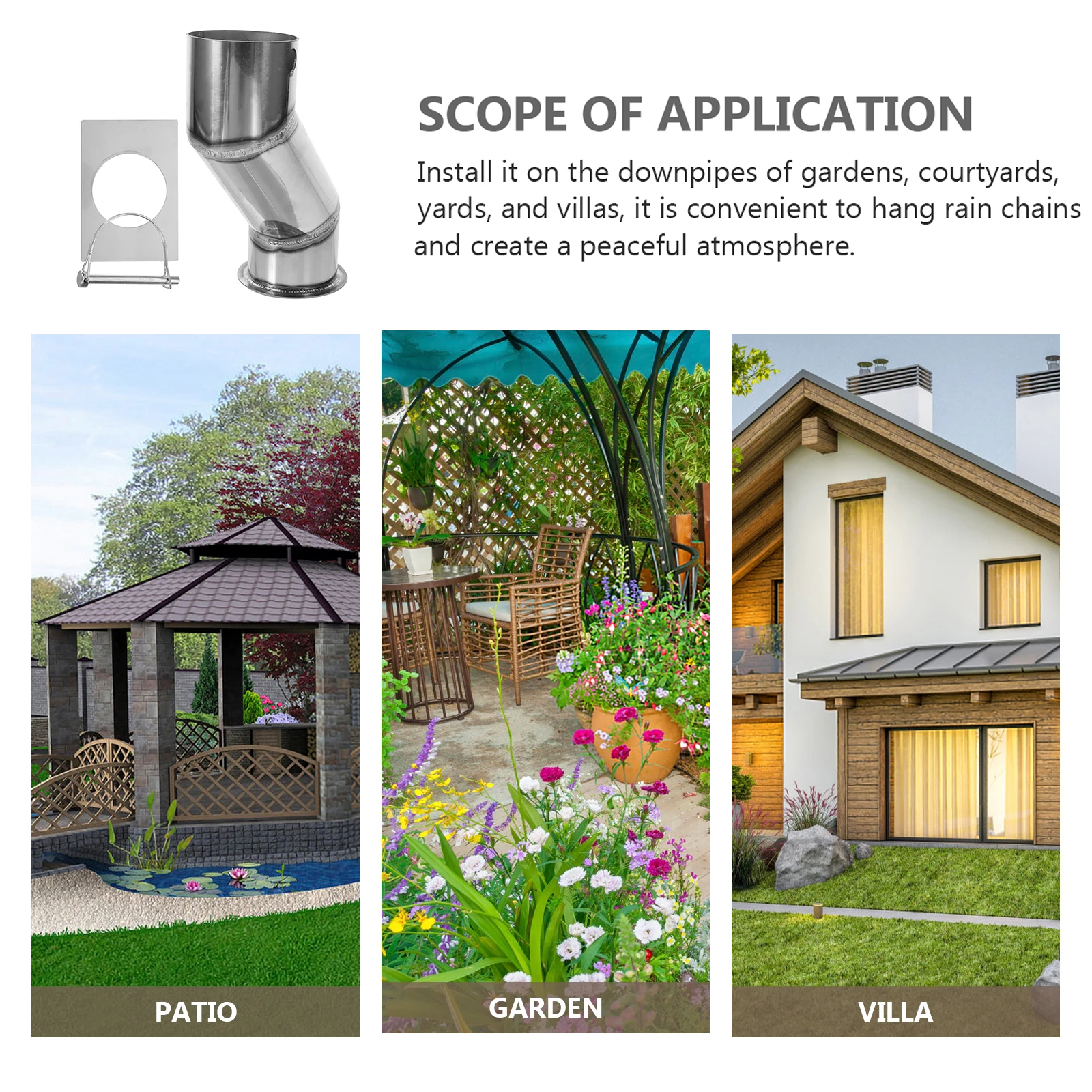 

1 Set Stainless Steel Adapter Drainage Design For Garden Decor Parts For Rain Chain Gutter Downspouts Metal Rain Chain Fitting