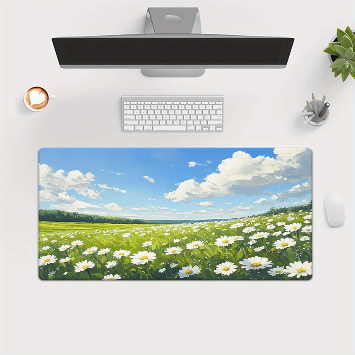 1 шт. Коврик для мыши и настольный коврик XXL с принтом Green Grassland HD — многофункциональное нескользящее резиновое основание, гладкая поверхность для игр, офиса