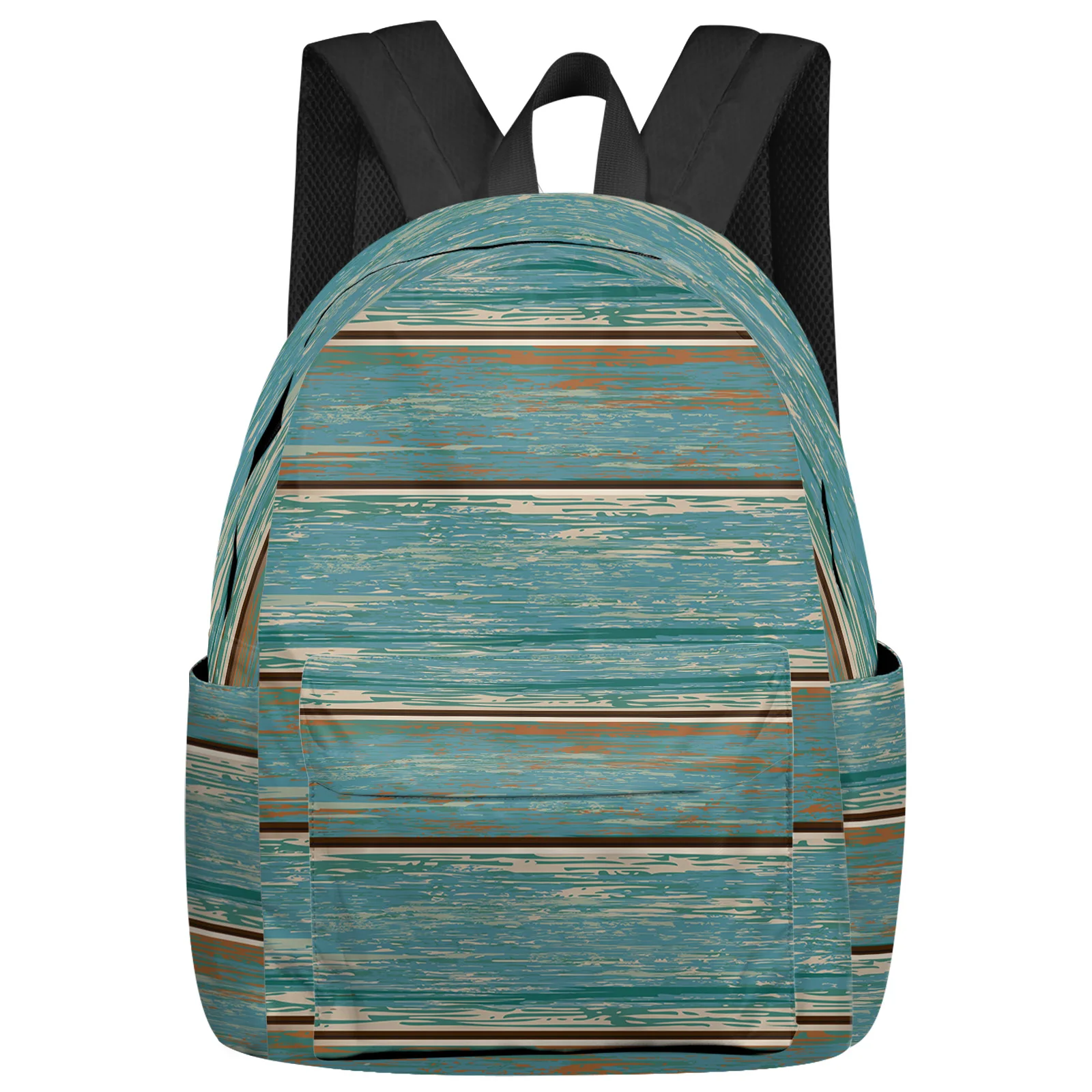 

Aqua Vintage Wood Grain Rustic Women Man Backpacks Waterproof Travel School Backpack For Student Boys Girls Laptop Bags Mochilas