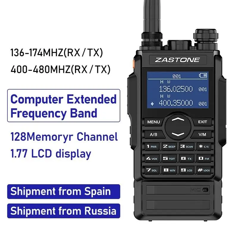 ポータブルウォーキートーキーm7vhf uhf,5w,2600mahバッテリー,双方向ラジオ,fmハム,136-174, 400-480mhz,トップ