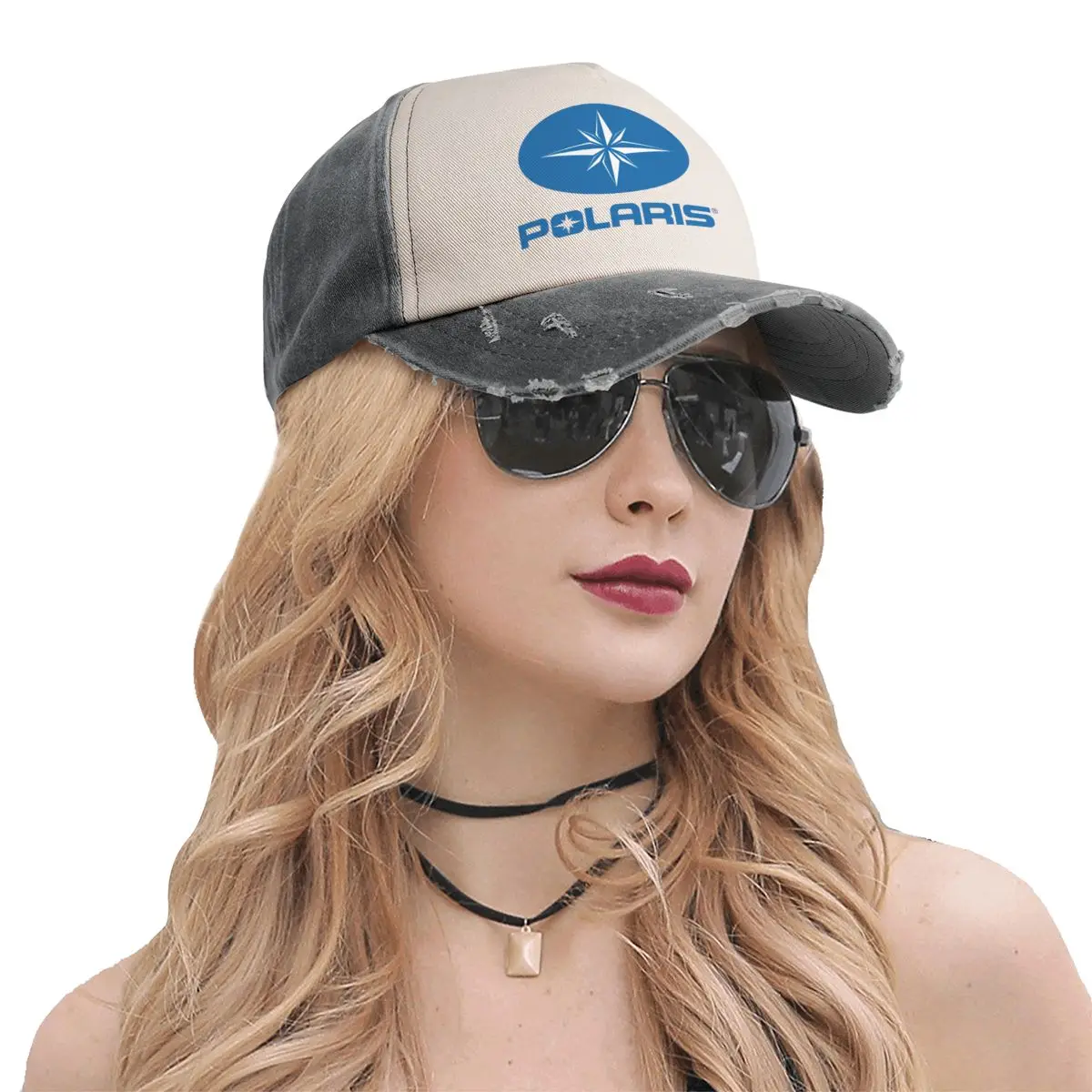 Polaris Logo Trucker Hats Accessories Vintage Distressed Denim Washed Headwear For Men Women Adjustable