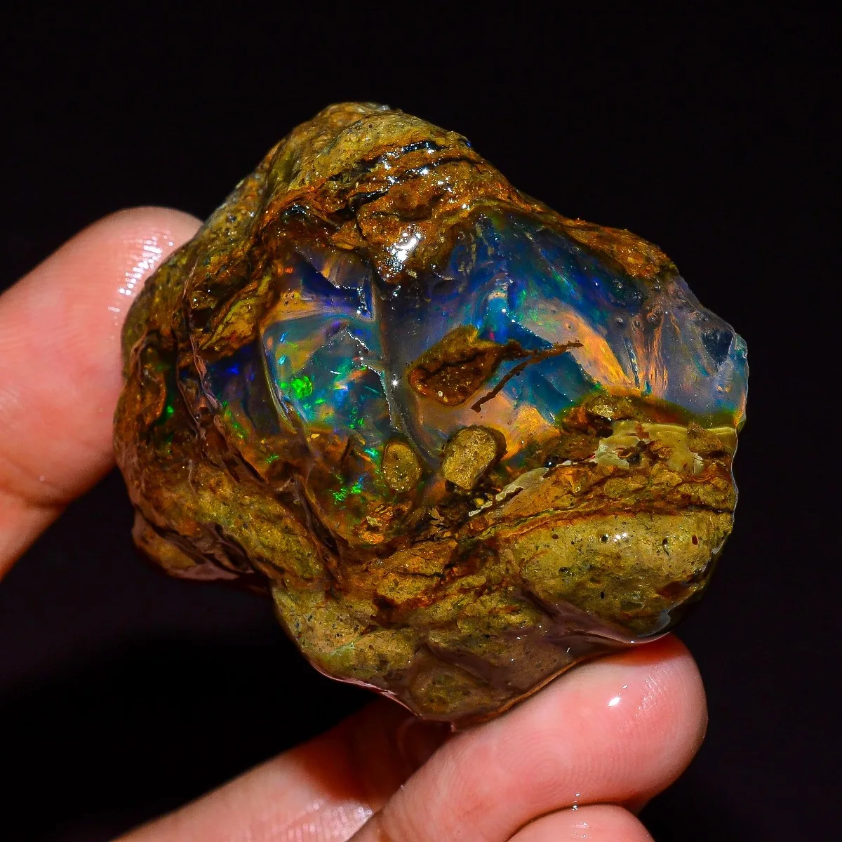 AAA+ Natural Ethiopian Opal Rough Fire Gemstone Rainbow Flash Loose Stone Jewelry Making Collector Randomly Selected One