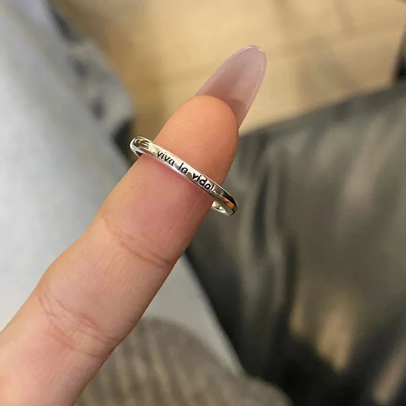 1/2Pcs Geometric Positive Phrases Opening Pinky Ring Light Luxury Adjustable Rings For Women Fashion Jewelry Gift Accessories