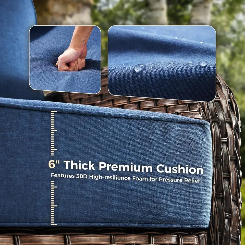 Outdoor Furniture Cushions, 6 inch Thick Seat Cushions, Waterproof 22x24 Patio Replacement Chairs/Couch Cushion, Include 3 Back view 2