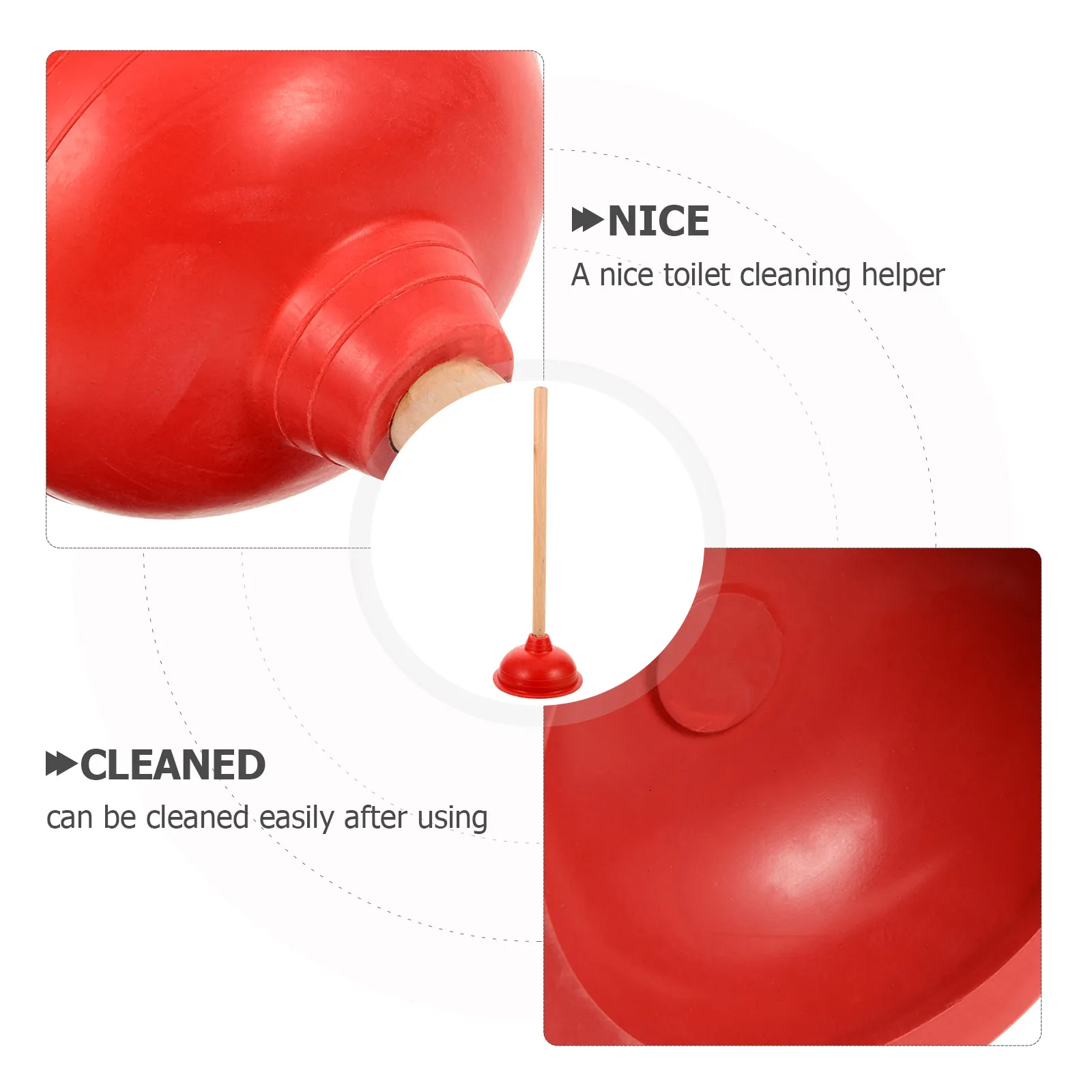 

Heavy Duty Toilet Plunger Wood Handle Rubber Suction Cup Unclog Drain Tool Bathroom Cleaning Supplies For Home Hotel