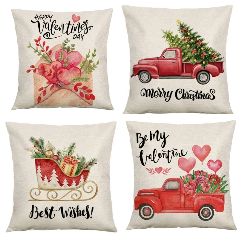 

Christmas Pillow Cover Winter Holiday Throw Pillow Case Sofa Couch Cushion Cover Christmas Decoration 2024 New Year Gift A0KC